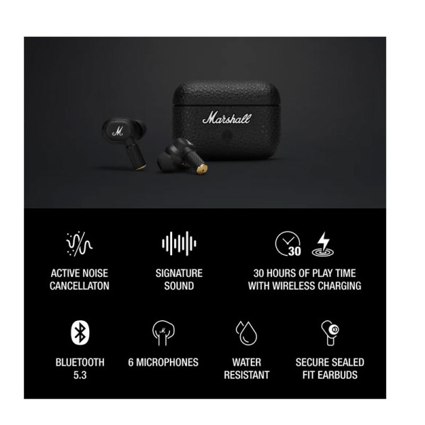 MARSHALL EARPHONES/HEADPHONES/EARBUDS MOTIF II ANC • BLACK