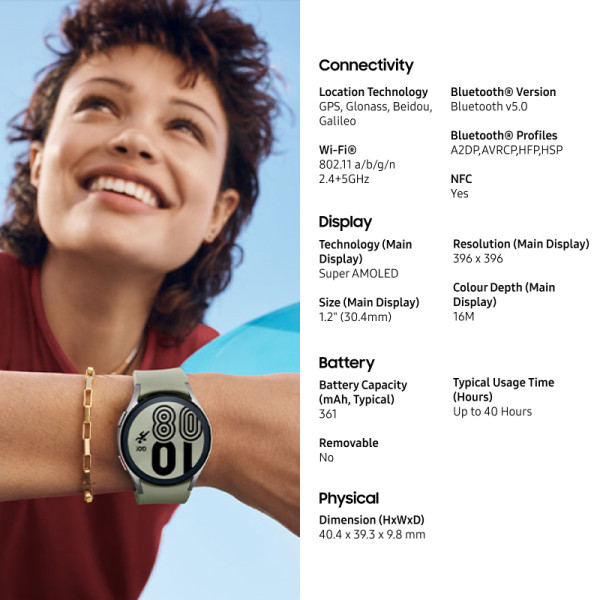 SAMSUNG SMART WATCH SM-R865FZKAXSP-40-LTE-BLK-GW4