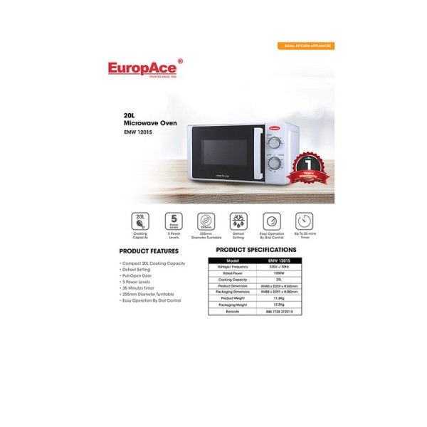 EUROPACE NON CONVECTION MICROWAVE EMW1201S(BLACK)