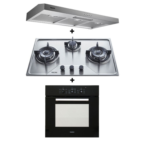 TECNO GAS RANGE PACKAGE TS7633TRSV+TCH9010TL+TBO630