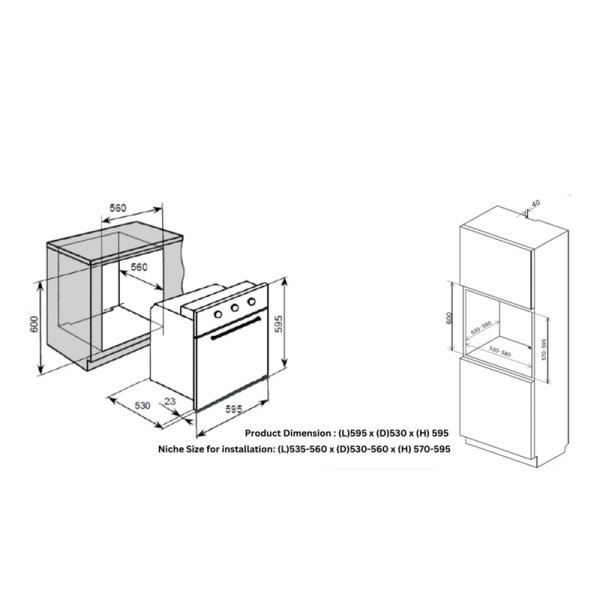 TURBO BUILT-IN OVEN TM88-BK
