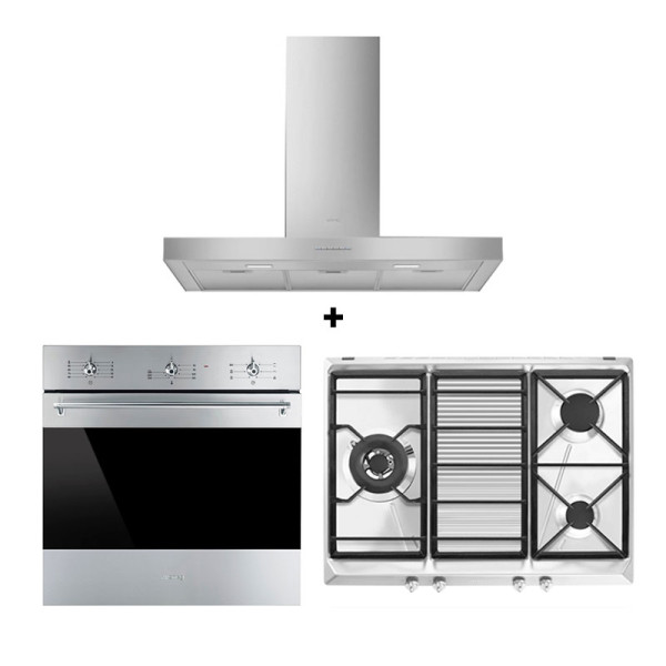 SMEG GAS RANGE PACKAGE SRV573XG+KBT900XE+SF6381X