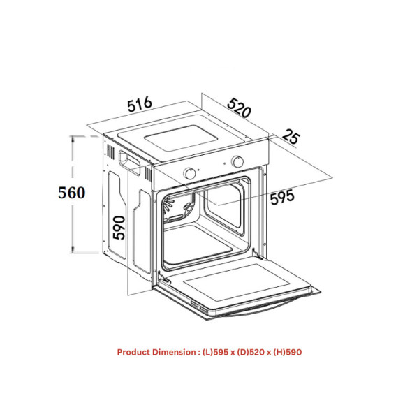 TURBO BUILT-IN OVEN -60CM TO65BK
