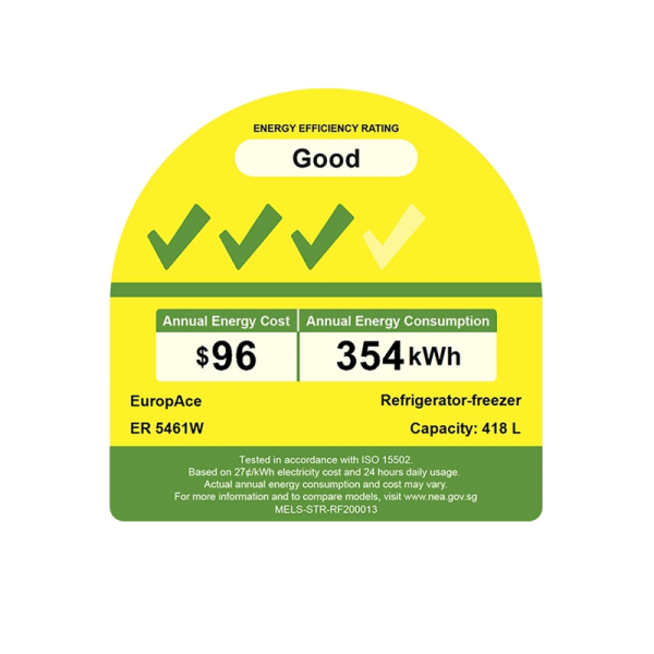 EUROPACE 2 DOOR FRIDGE ER5461W-MG
