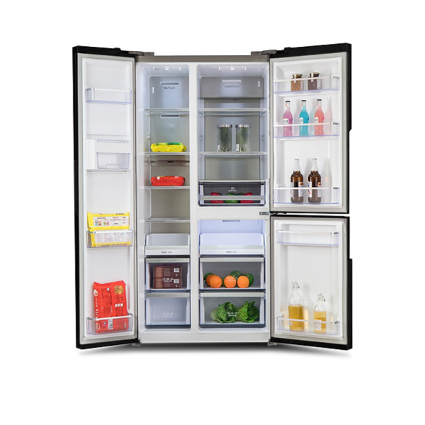 EUROPACE SIDE BY SIDE FRIDGE ER9552W-GB GLASS BLACK
