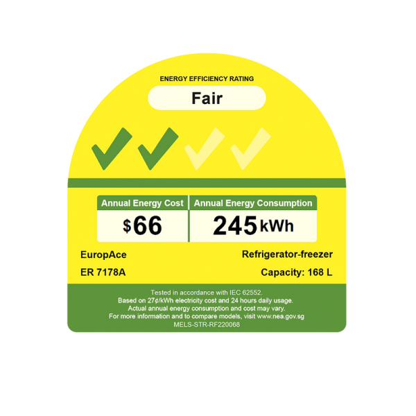 EUROPACE 2 DOOR FRIDGE ER7178A-IVORY WHITE