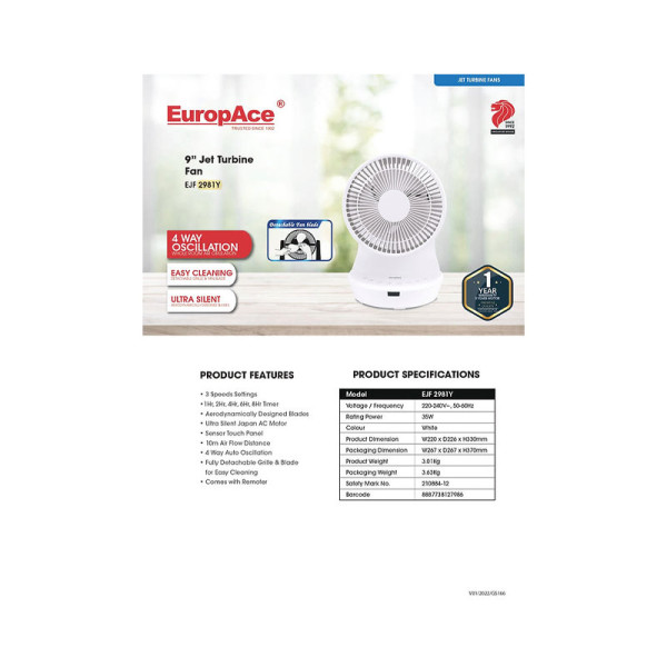 EUROPACE VELOCITY FAN EJF2981Y