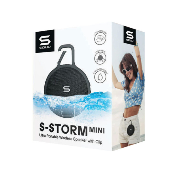 SOUL PORTABLE SPEAKER S-STORM MINI CLIP SPK  - GREY_