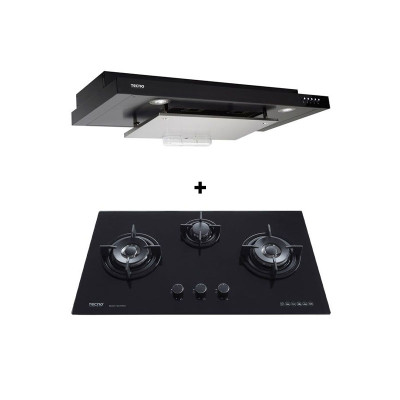 TECNO GAS RANGE PACKAGE T833TRSV+TCH929DP BK/SS