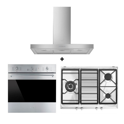 SMEG GAS RANGE PACKAGE SRV573XG+KBT900XE+SF6381X